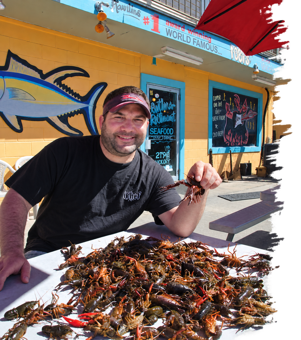 Seither's chef serving Louisiana crawfish